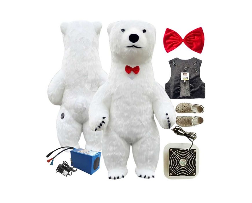 Duży biały miś dmuchany przebranie kostium imprezy wesela 2.5m+bateria