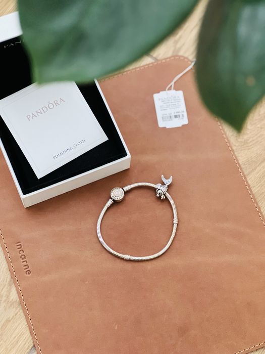 Браслет Pandora (золото та срібло) 19 розмір +шарм рибка (оригінал)