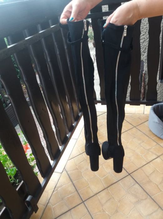 Kozaki czarne długie zamszowe r 41