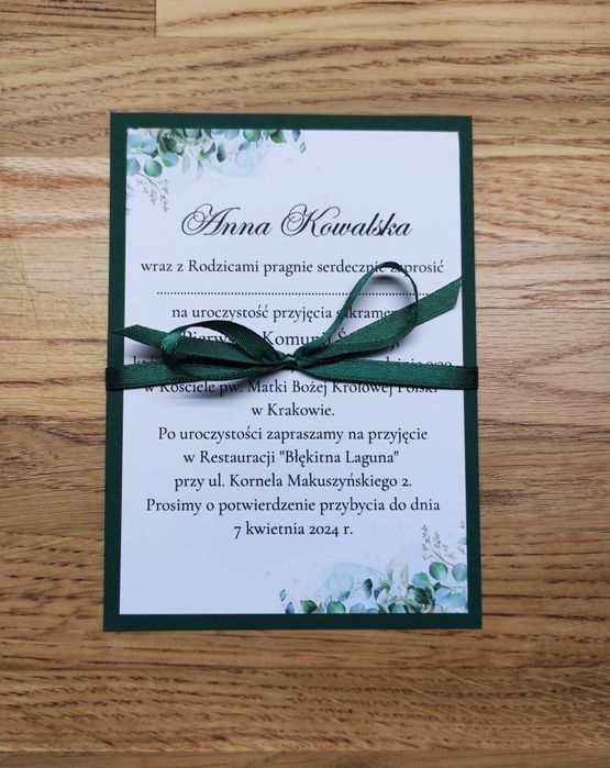 Zaproszenie na komunię, zaproszenia z kalką