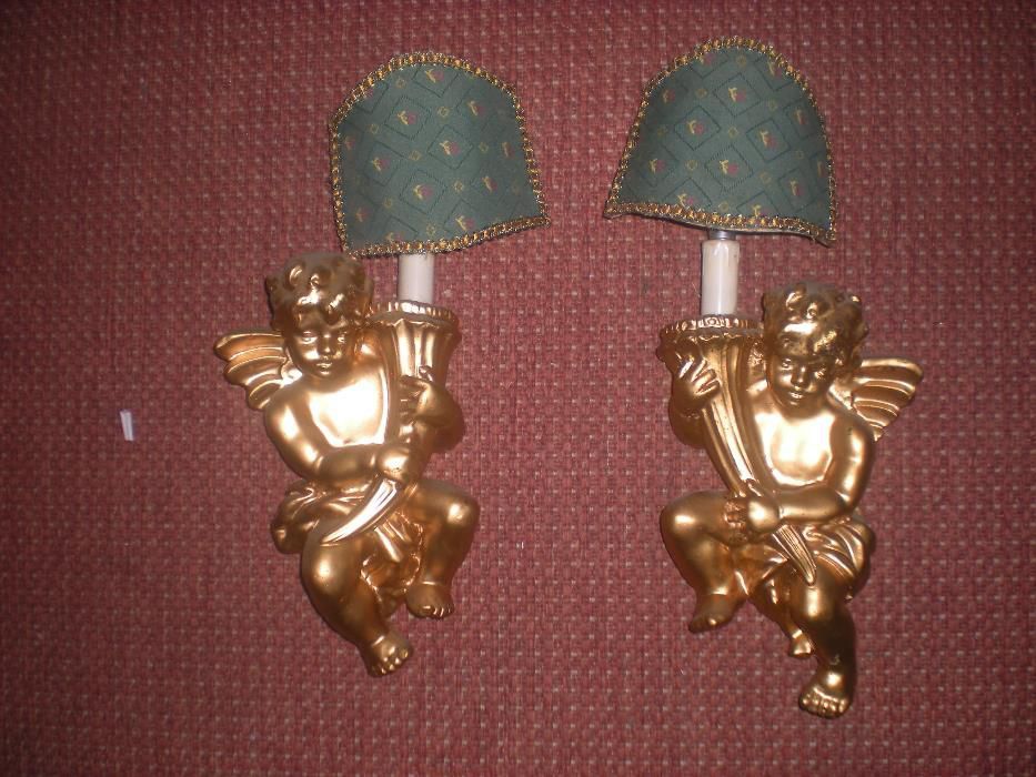 2 Candeeiros de Parede Anjos Vintage (Gesso)