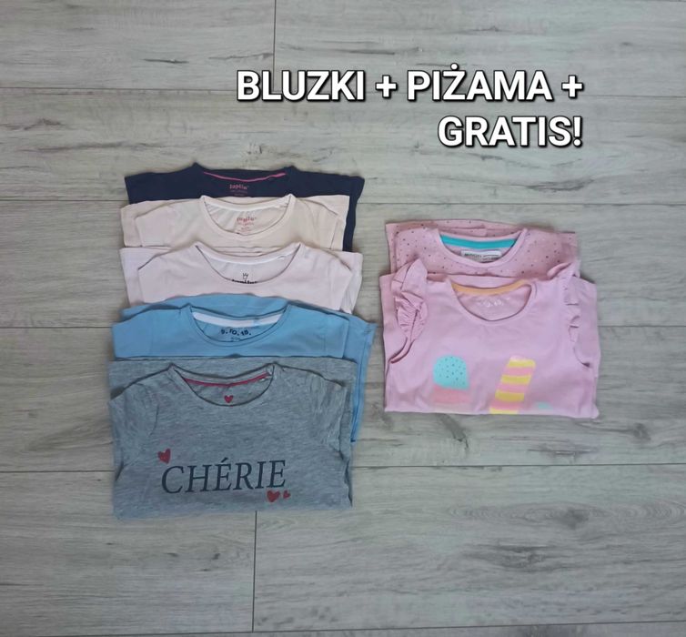 Paka ubran bluzki + piżama + GRATIS! r. 98/104