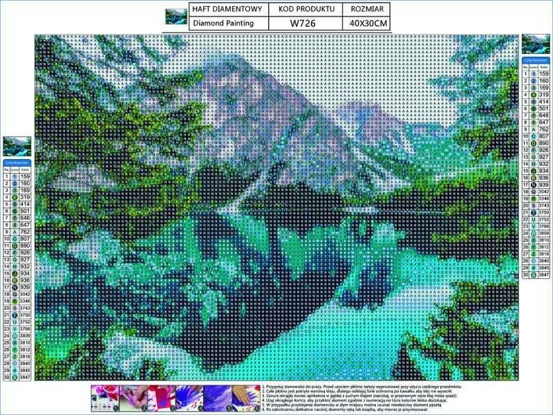 Haft Diamentowy, Obraz, Mozaika Diamentowa KRAJOBRAZ - GÓRY 40x30cm