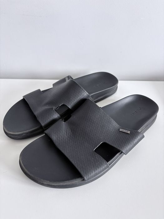 Klapki Aldo Czarne Męskie Skórzane Slide Sandals Rozmiar 44