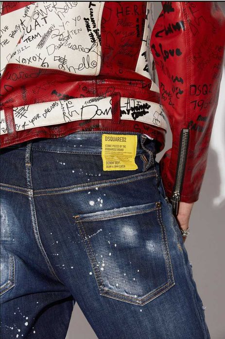 Dsquared2 jeans dark ripped BLEACH WASH COOL GUY roz. 52 OFF-White