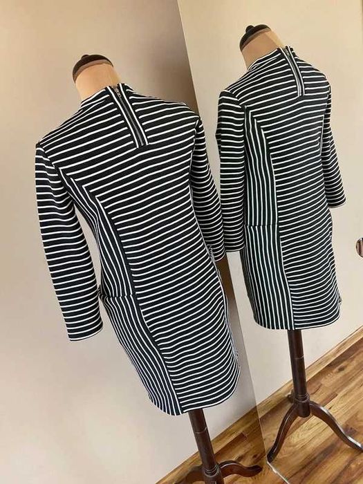 38 40 warehouse sukienka midi zip zamek kieszenie pasiak midi dres