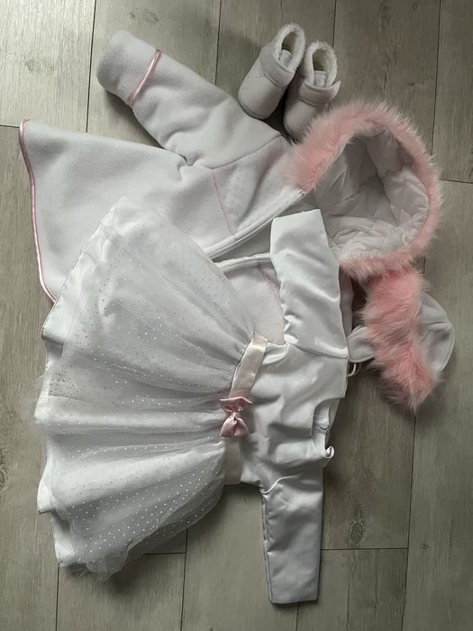 Zestaw zimowy do chrztu dla dziewczynki