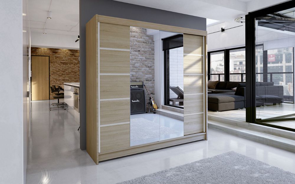 Szafa przesuwna TUNIS V Z LUSTREM garderoba pojemna