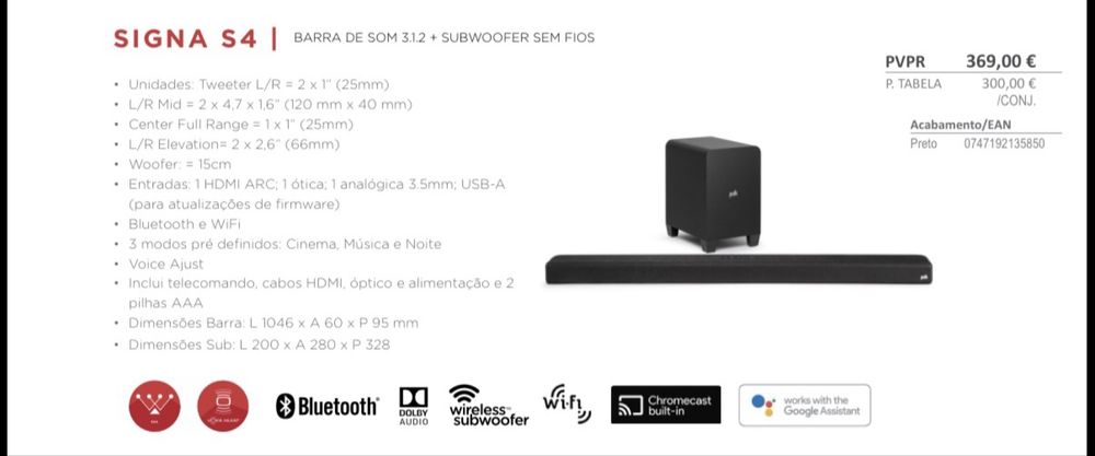 Soundbar Polk Signa S4 (excelente estado)