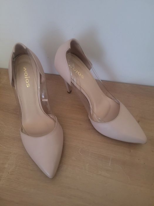 Czulenka szpilki Wojas nudę beige przezroczyste do biura 37