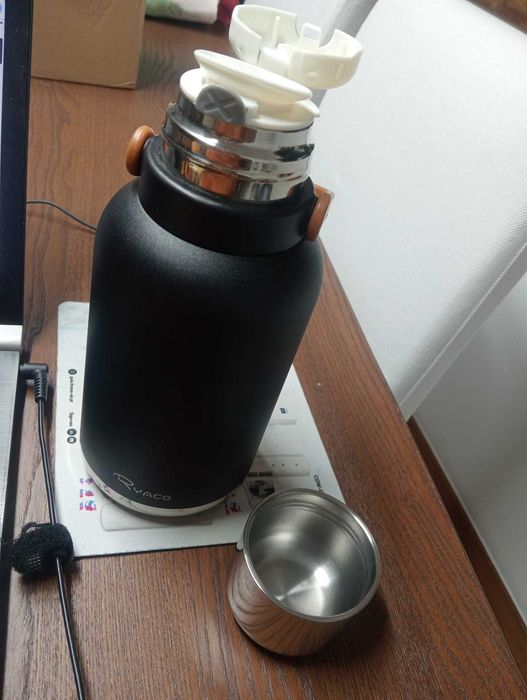 Garrafa Térmica Ryaco 1.2L Aço Inox 316 –Mod. R9611–NOVA c/ Acessórios