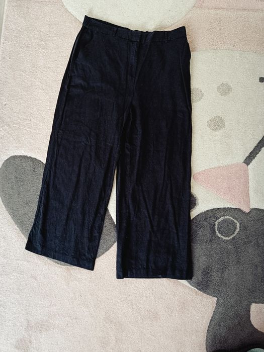 Spodnie lniane z szerokimi nogawkami r. 46
