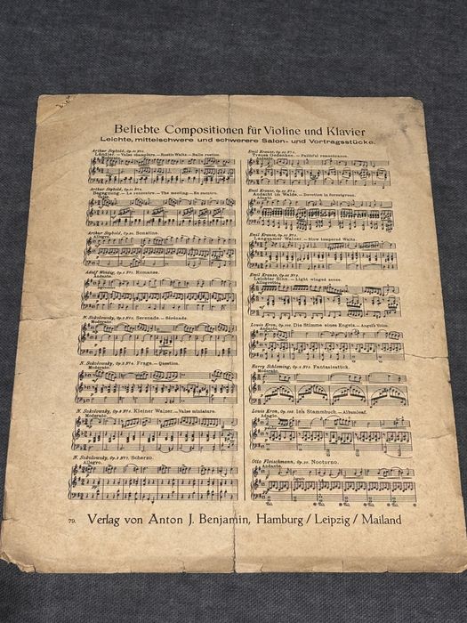 Ave Maria – Schubert, stare nuty skrzypce i fortepian
