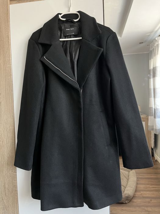 Płaszcz damski czarny długi Sinsay