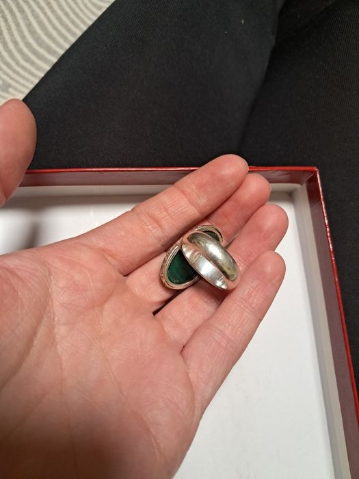 Перстень срібний,з малахітом. Каблучка. Кольцо