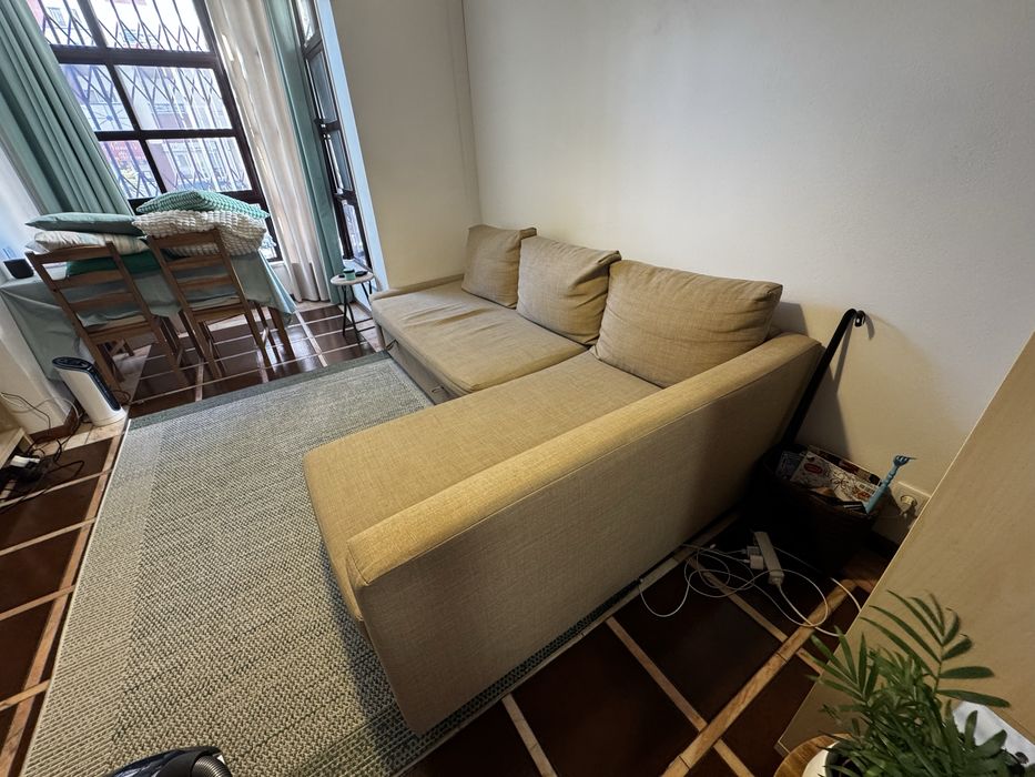IKEA Friheten Sofá-cama de canto Skiftebo beige com chaise longue