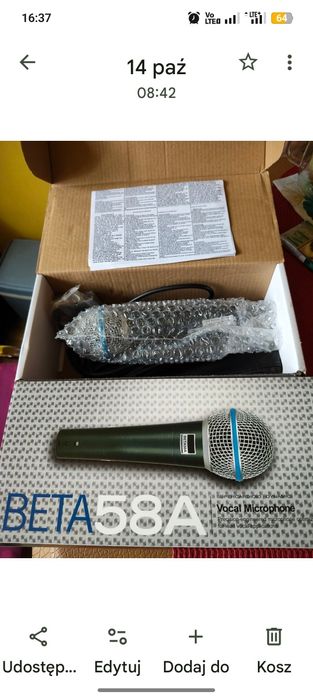 Nowy mikrofon estradowy Beta 58 a