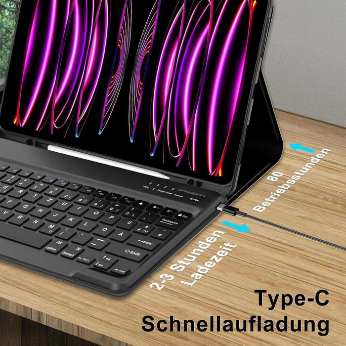 SENGBIRCH etui klawiatura bluetooth do iPad Pro 12.9" 6/5/4/3 czarne