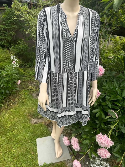 rozkloszowana luźna sukienka przewiewna plus size ciążowa oversize
