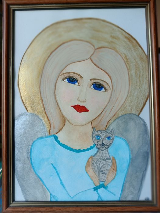 Anioł,obraz akwarela A4