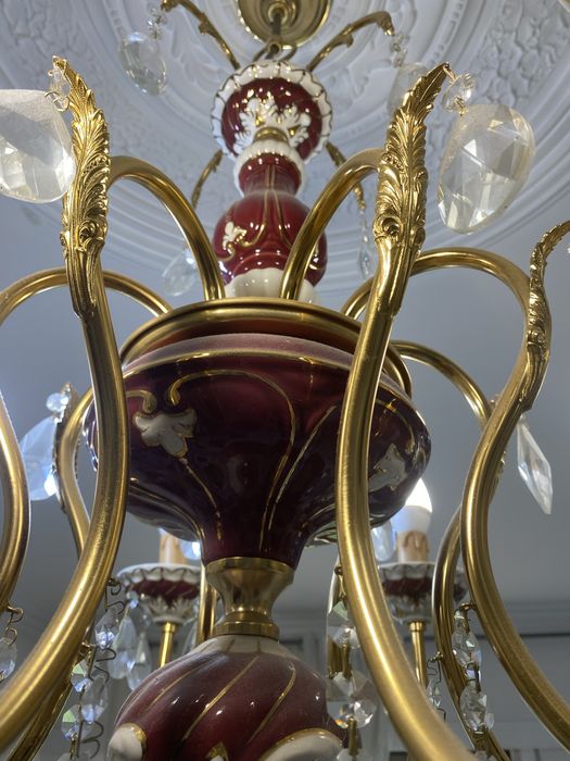 Candeeiro tecto porcelana cristal