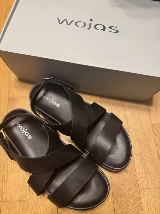 Sandały Czarne Skórzane Wojas