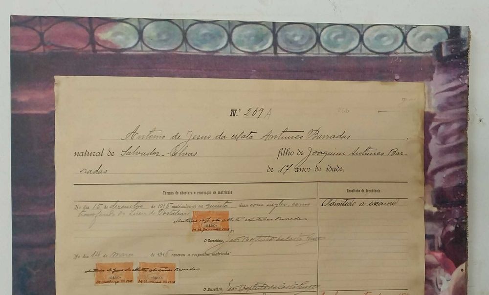 Salvador (Elvas) - Raro e Antigo Termo Matricula, Datado de 1915 / 18