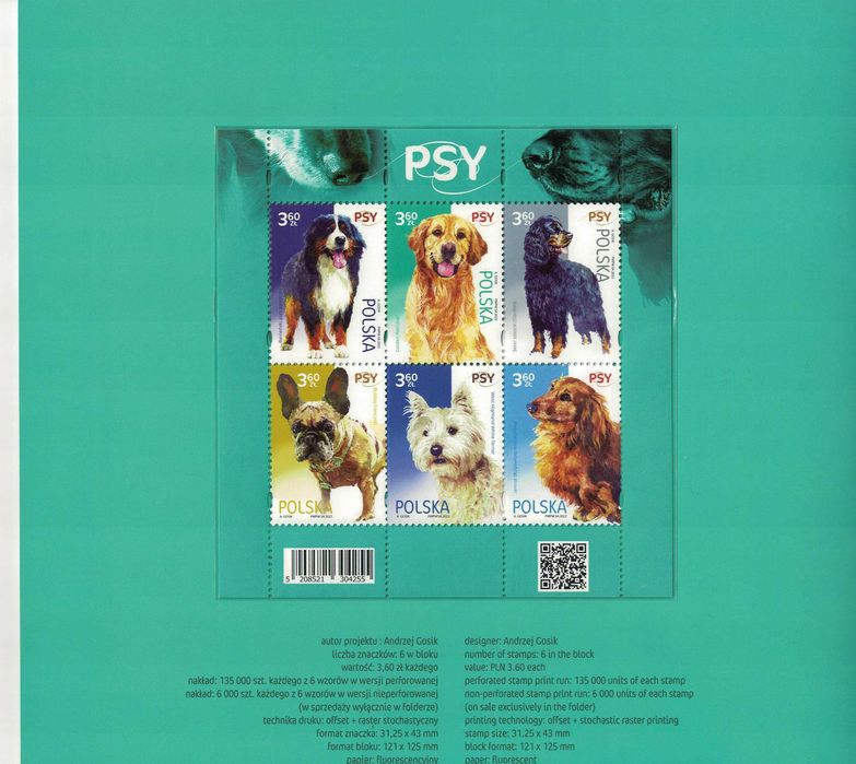 Folder filatelistyczny "Psy"  Ark. A i B