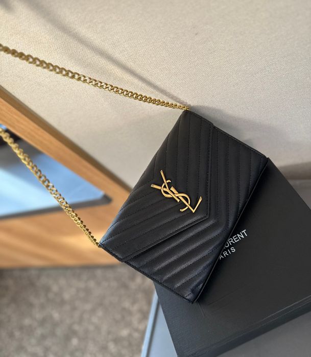 Клатч сумка YSL Saint Laurent WOC | золото, срібло, чорна