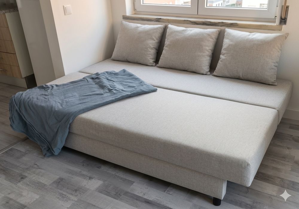 Sofá-cama IKEA ÄLVDALEN 3 Lugares, Knisa Bege - Compacto com Arrumação (Ótimo Estado)