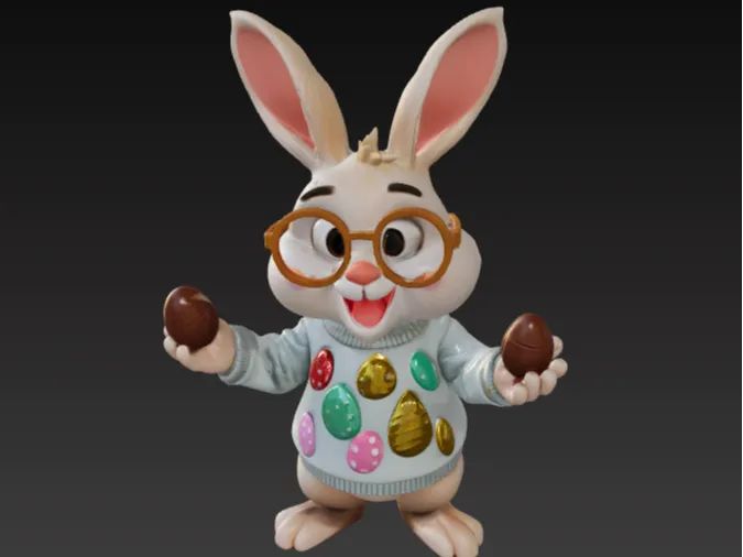 Easter Bunny with Glasses and T-Shirt