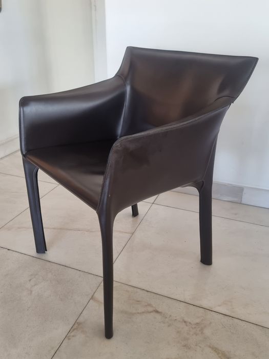 8 Cadeiras  Matteo Grassi, Cocoa Saddle Leather Chair,  Italy, 1970s