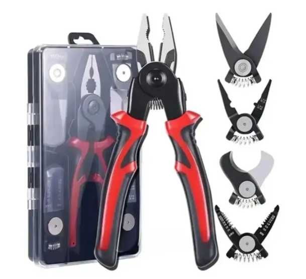 Плоскогубці багатофункціональні 5в1  набір з змінними насадками