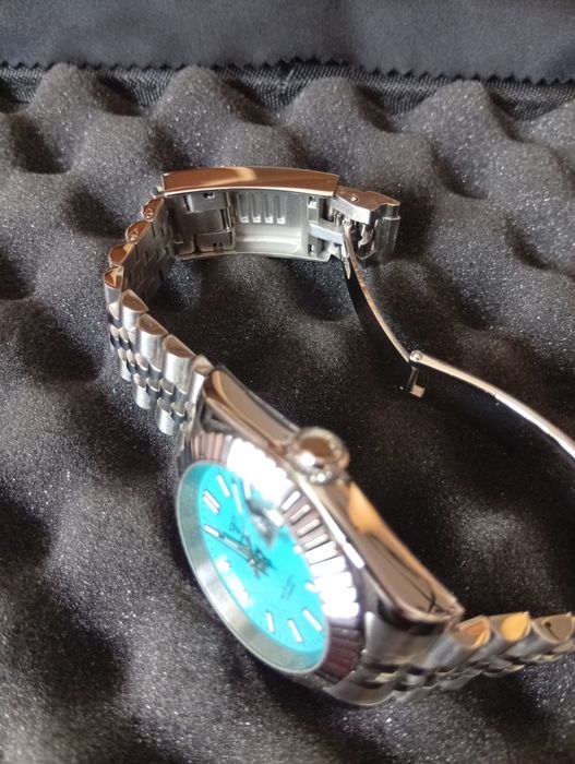 Relógio Tandorio Datejust  azul turquesa automático