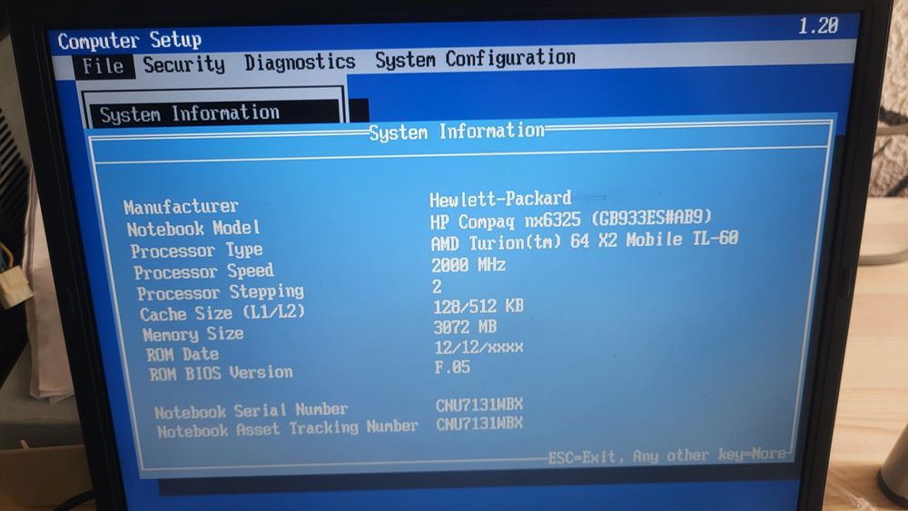 Portátil HP Compaq nx6325 Com Monitor 4:964551423603203121