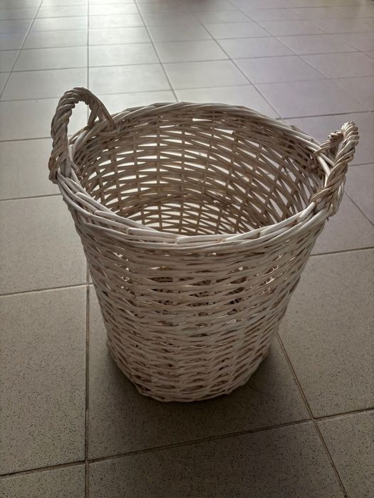 Cesto palha branco
