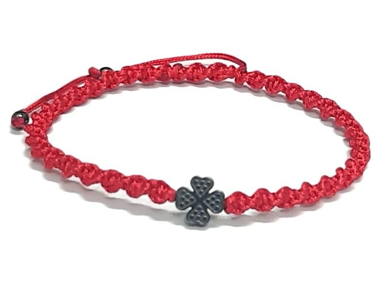 Bransoletka z koniczynką z hematytu na szczęście