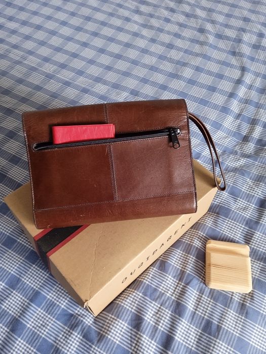 Мужская барсетка кожаная, коричневая