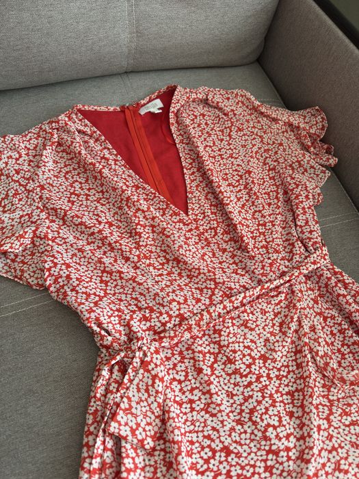 Червоне шифонове жіноче плаття, розмір 14