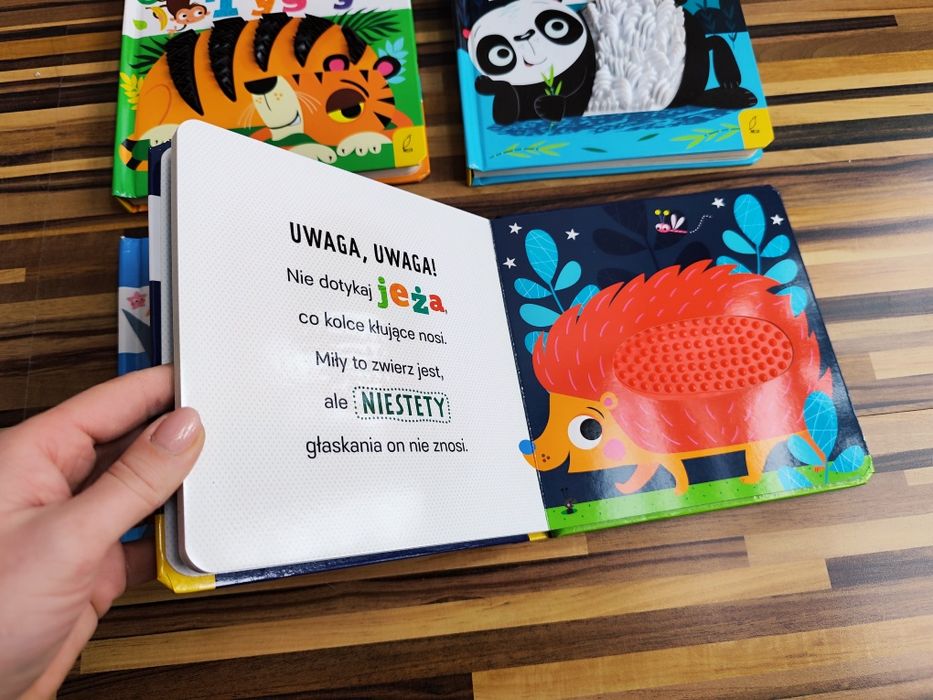 Zestaw Książki sensoryczne uwaga jeż dinozaur kangur  rekin tygrys