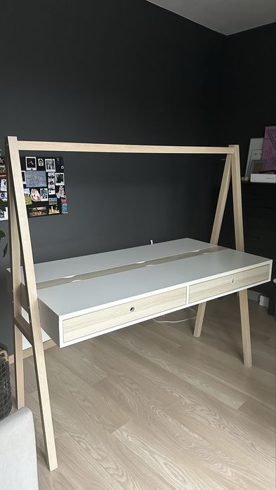 Biurko vox spot young dwustronne białe akacja