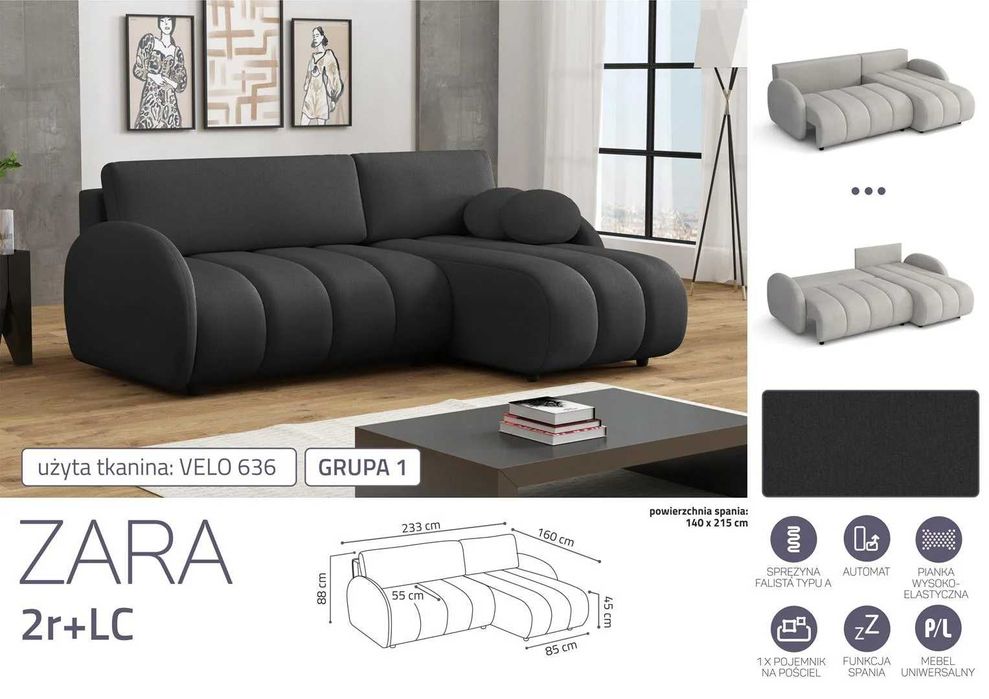 Narożnik z funkcją spania Zara 2rLC Darmowa dostawa