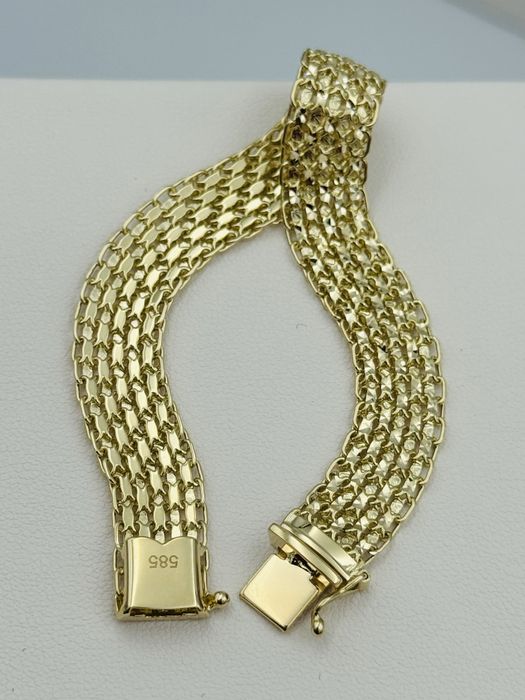 Złota Brasnoletka próba 585 14K szeroka Płaska Elegancka