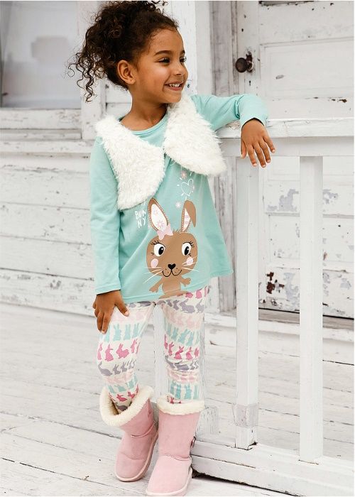 Nowy zestaw Bon Prix bluzka kamizelka legginsy roz 116