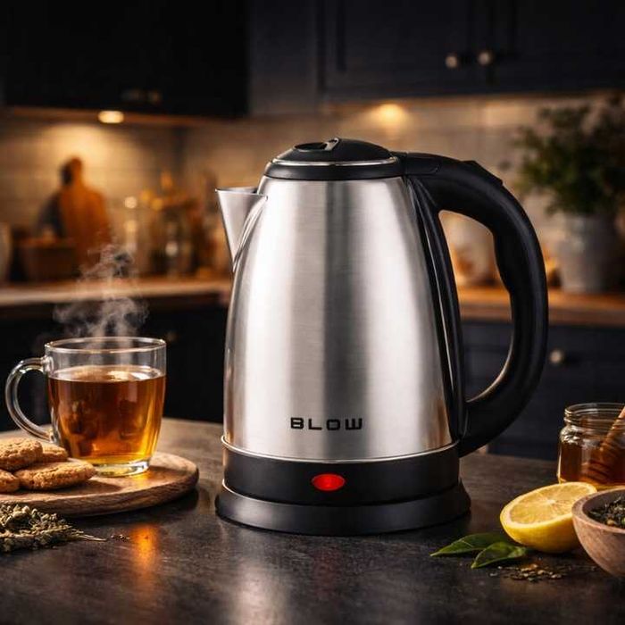 BEZPRZEWODOWY Czajnik STALOWY mocny cichy srebrny 1,8L 2000W mocny