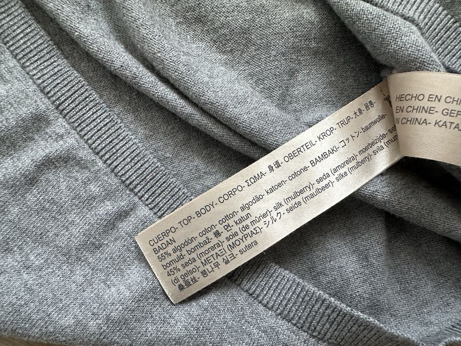 Massimo Dutti szary sweterek jedwab bawełna łaty