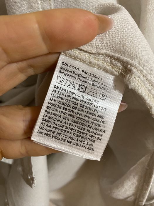 HM женская льняная рубашка оверсайз, бежевая льняная рубашка, блуза