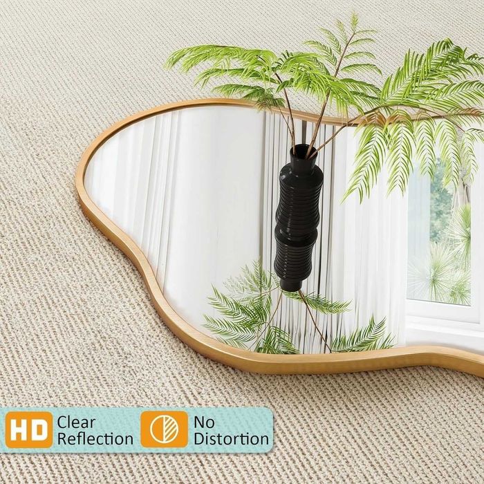 Nowe lustro wiszące / 50x91cm / ścienne / asymetryczne / złote / W711!
