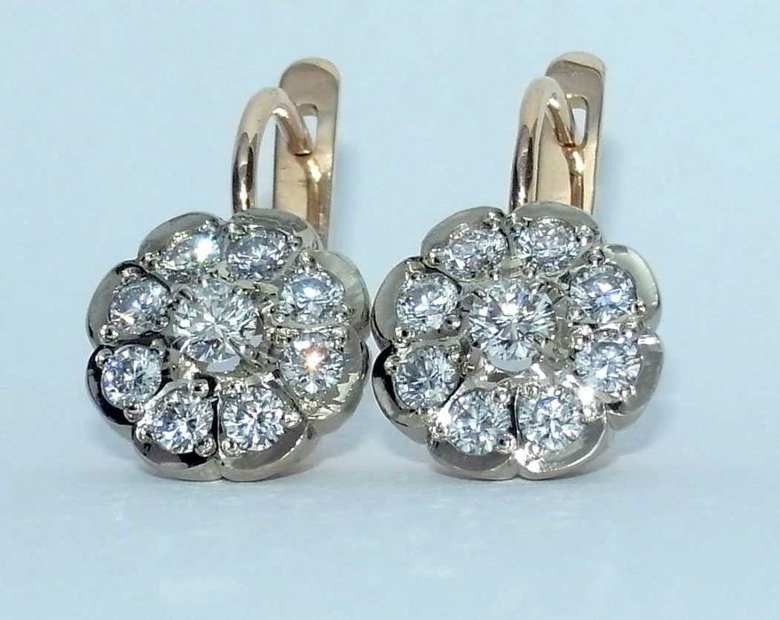 Серьги МАЛИНКА с бриллиантами золото СССР