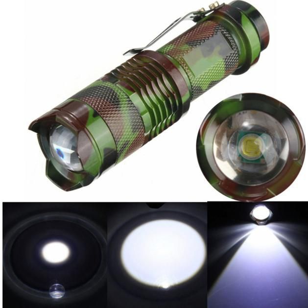 Lanterna camuflado tropa CREE Q5 LED 3 Modos Zoom ( foco ajustável )
